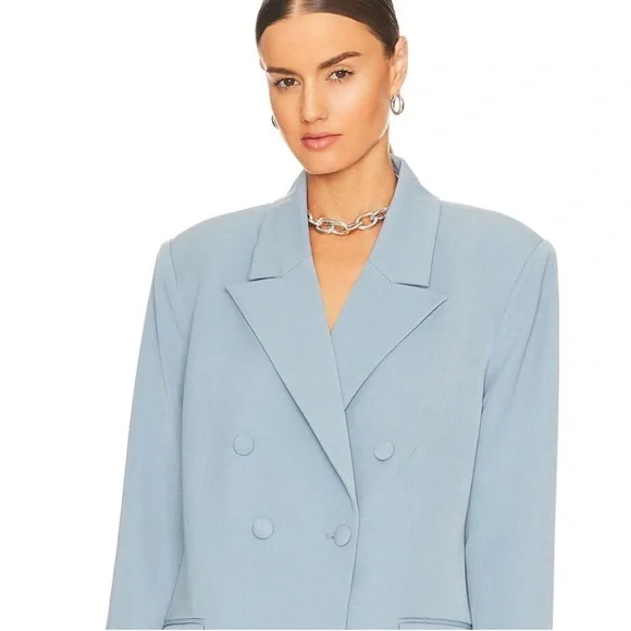 NWT- WeWoreWhat x Revolve Double Breasted Blazer Suiting Twill Storm - Picture 3 of 13